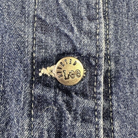 Vintage Lee Riveted Denim Chore Jacket XL Tall – Corduroy Collar Workwear - Picture 7 of 8